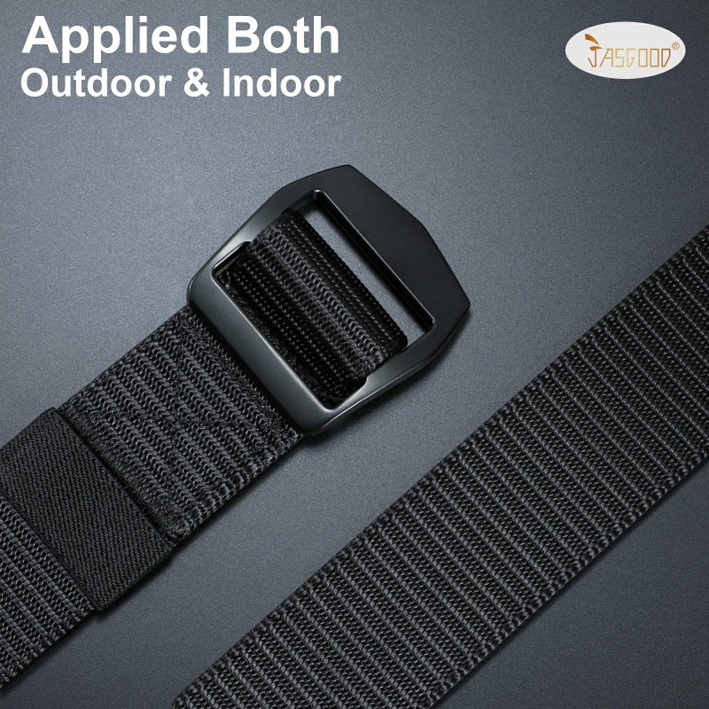 JASGOOD Tactical Heavy Duty Reinforced Nylon Belt for Men Adjustable Military Webbing Belt Strap with Metal Buckle (Pants Size Below 42 Inches, 2-Black) - Image 5